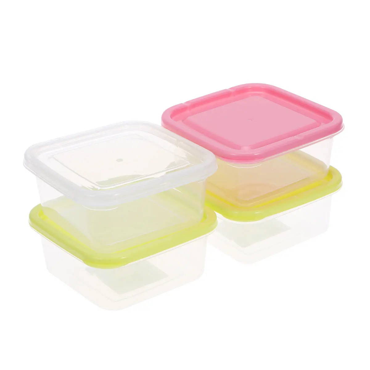 

4pcs 300ml Mini Plastic Crisper Rectangular Food Container Kitchen Sealed Box for Refrigerator Microwave Oven (Random Color)