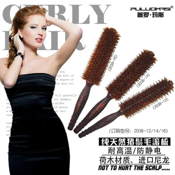 

Pig Bristle Hair Comb Not Wrapped Curly Modeling Hair Dressing Profession High-temperature Resistant Roll Comb