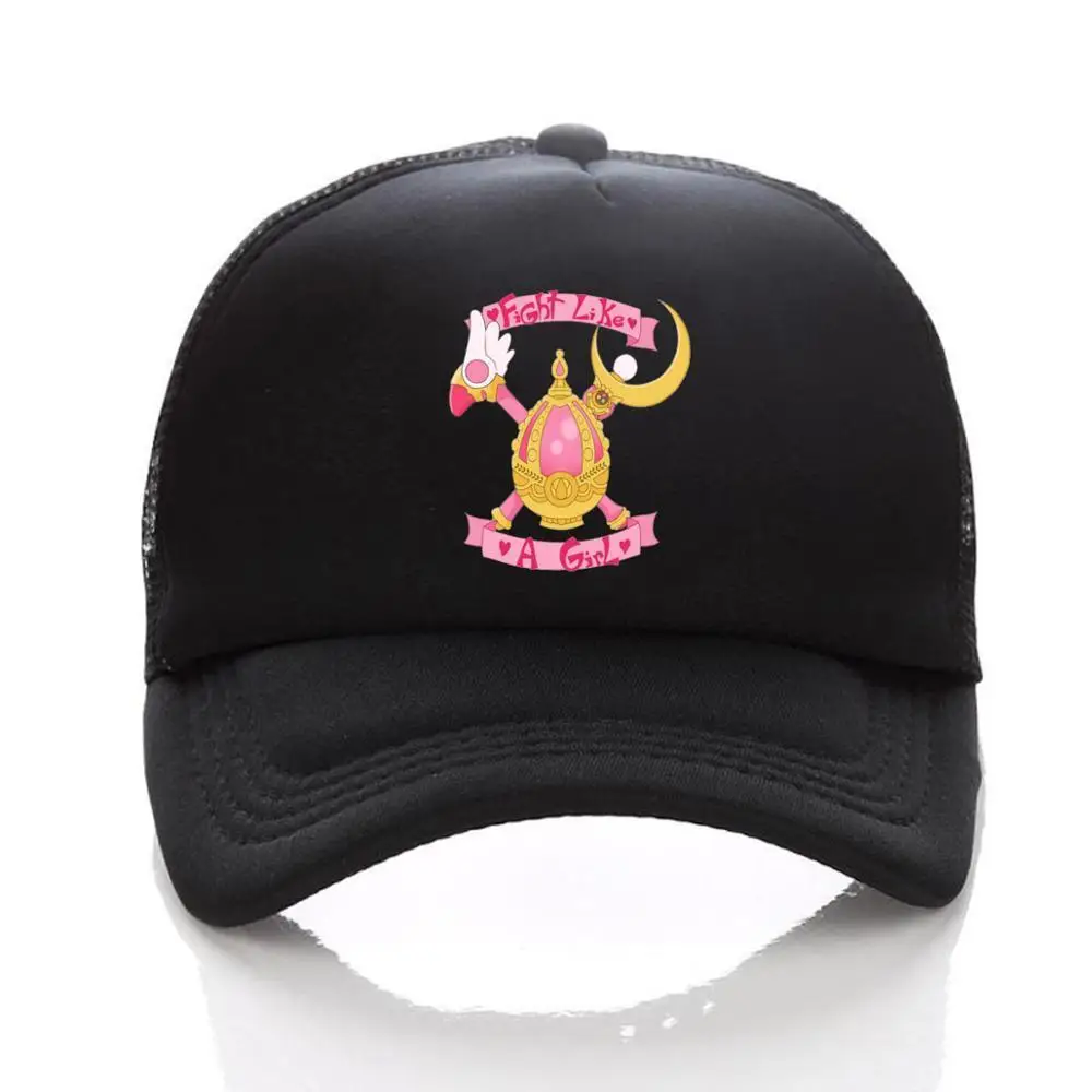 Японская аниме Cardcaptor Sakura, женская и Мужская Черная бейсбольная Кепка Snapback с регулируемой сеткой, кепка для косплея, Солнцезащитная шляпа с принтом - Цвет: 02