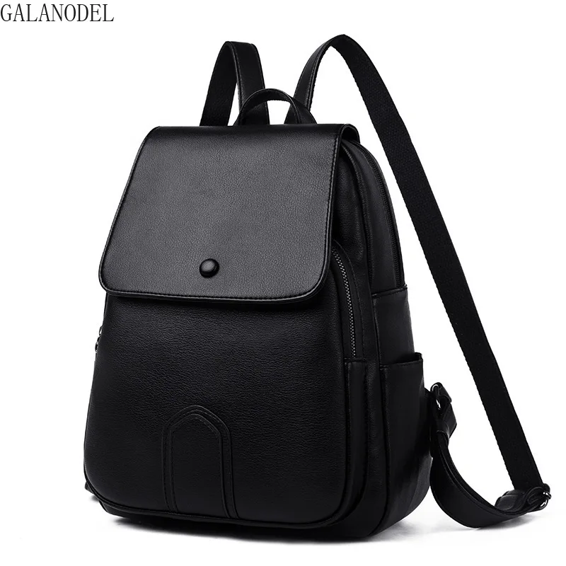 

Black School Backpacks for Women 2019 High Quality PU Leather Female Backpacks Teenage Large Capacity Woman Bagpack Mochilas