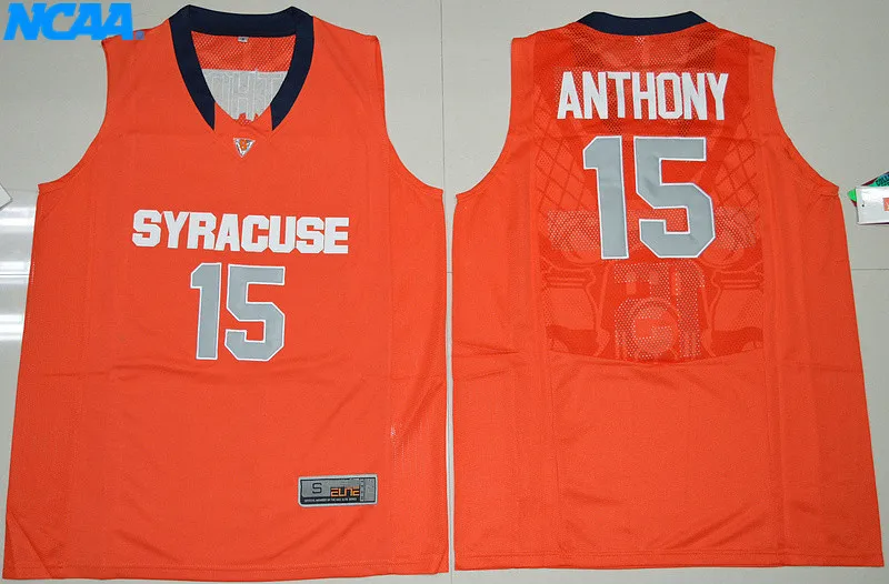 Новое поступление, высокое качество, NCAA Syracuse Camerlo Anthony#15, футболки для колледжа, ограниченная серия, майки, S-XXXL - Цвет: 2