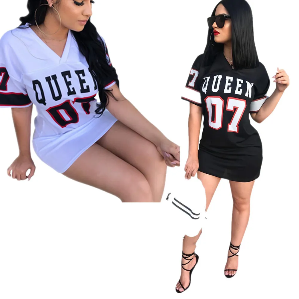 DN8124 Amazon hot selling women's clothing dress European and American women's hip hop lettered printed spring-summer dress