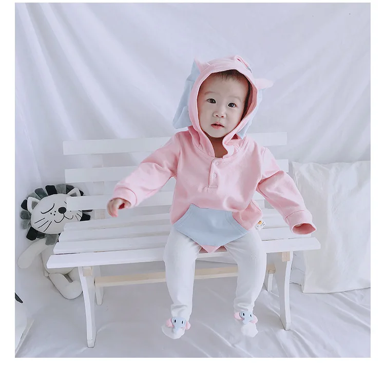 Новая осенняя одежда для маленьких девочек с рисунком слона, roupa infantil, корейские боди с длинными рукавами + леггинсы + шапка, Roupas De Bebe