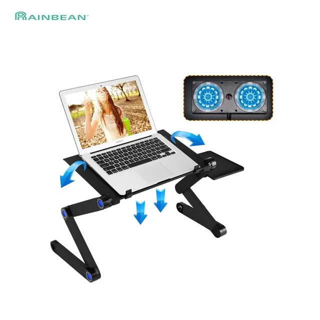 $US $27.59  Laptop Stand for Bed Cozy Aluminum Vented Lap Workstation Desk with 2 Fan Mouse Pad Foldable Book R