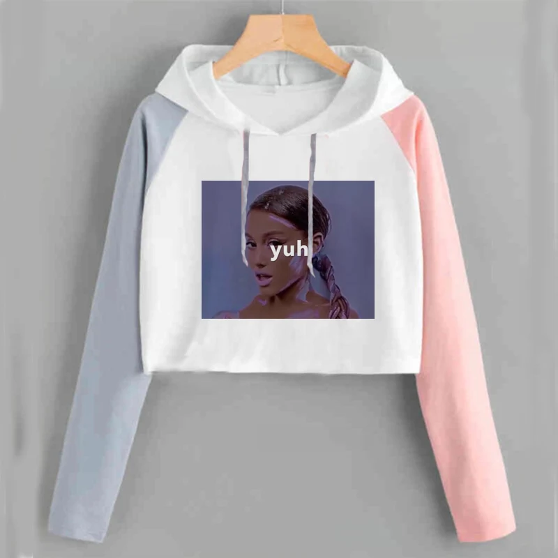 Ariana Grande Merch Thank U Next футболка женская розовая обрезная футболка подсластитель Тур нет слез слева плакать кольца семь футболка - Цвет: 3