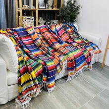 

Mexican Party Rainbow Tablecloth Table Runner Picnic Barbecue Mat Beach Mat Beach Blanket for Sofa Bedding Travel 130x170 Cm