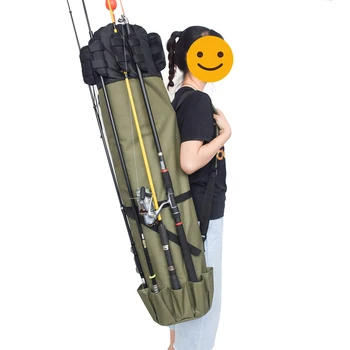 

Large Capacity Fishing Bag Portable Practical Fishing Rod & Reel Organizer Bag Travel Carry Case Bag Holds 5 Poles & Tackle