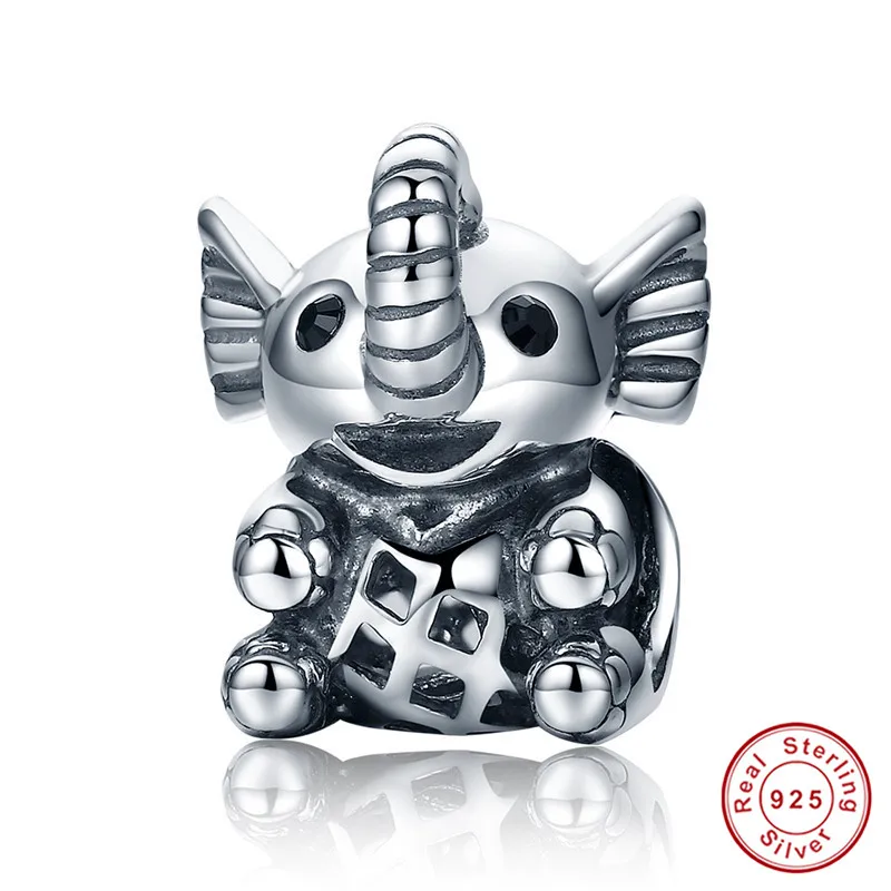 Браслет Pandora,, 925 пробы, серебряный, милый слон, собака, медведь, кошка, подвески, S925 жук, бусины в виде зебры для изготовления ювелирных изделий - Окраска металла: asa202-1