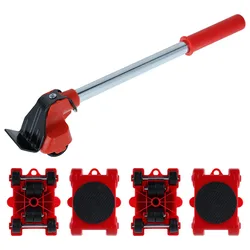 Ensemble de rouleaux de Transport mobiles pour meubles, levage de Transport d'objets lourds, barre de rouleaux mobiles, outils à main, 5 pièces/1 ensemble 