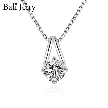 

Bali Jelry Trendy Necklace 925 Silver Jewelry Round Shape Zircon Gemstone Pendant Accessories for Women Wedding Engagement Party