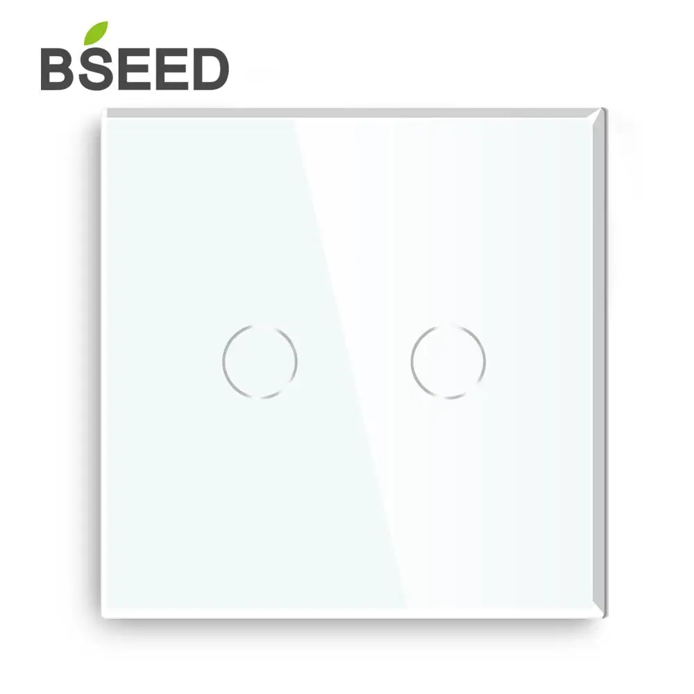 Bseed сенсорный выключатель 2Gang 1Way 2Way настенный ЕС Стандартный класса люкс Стекло