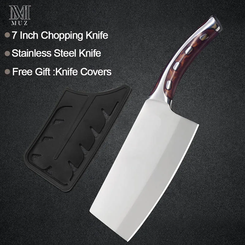 Китайский разделочный нож шеф-повара 4Cr14mov, набор кухонных ножей из нержавеющей стали, удобная ручка, супер острое лезвие, набор ножей - Цвет: 7 inch