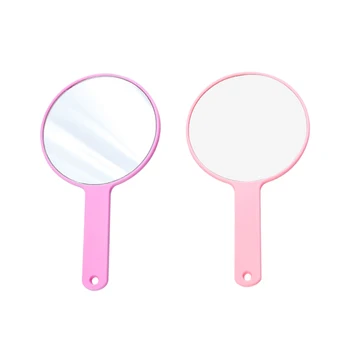 

2Pcs Handle Makeup Mirror Vanity Mirror Creative Handheld Cosmetic Mirror Portable Pocket Mirror Looking Glass (Purple, Pink)