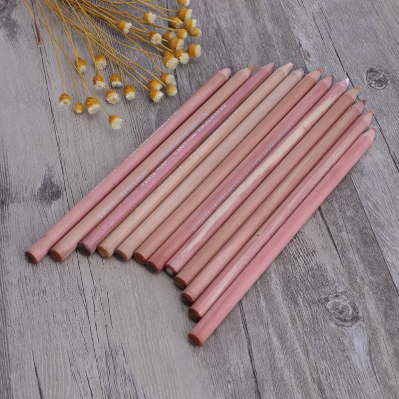 12Pcs Professional Soft Pastel Pencils Wood Skin Tint Pastel Colored Pencil