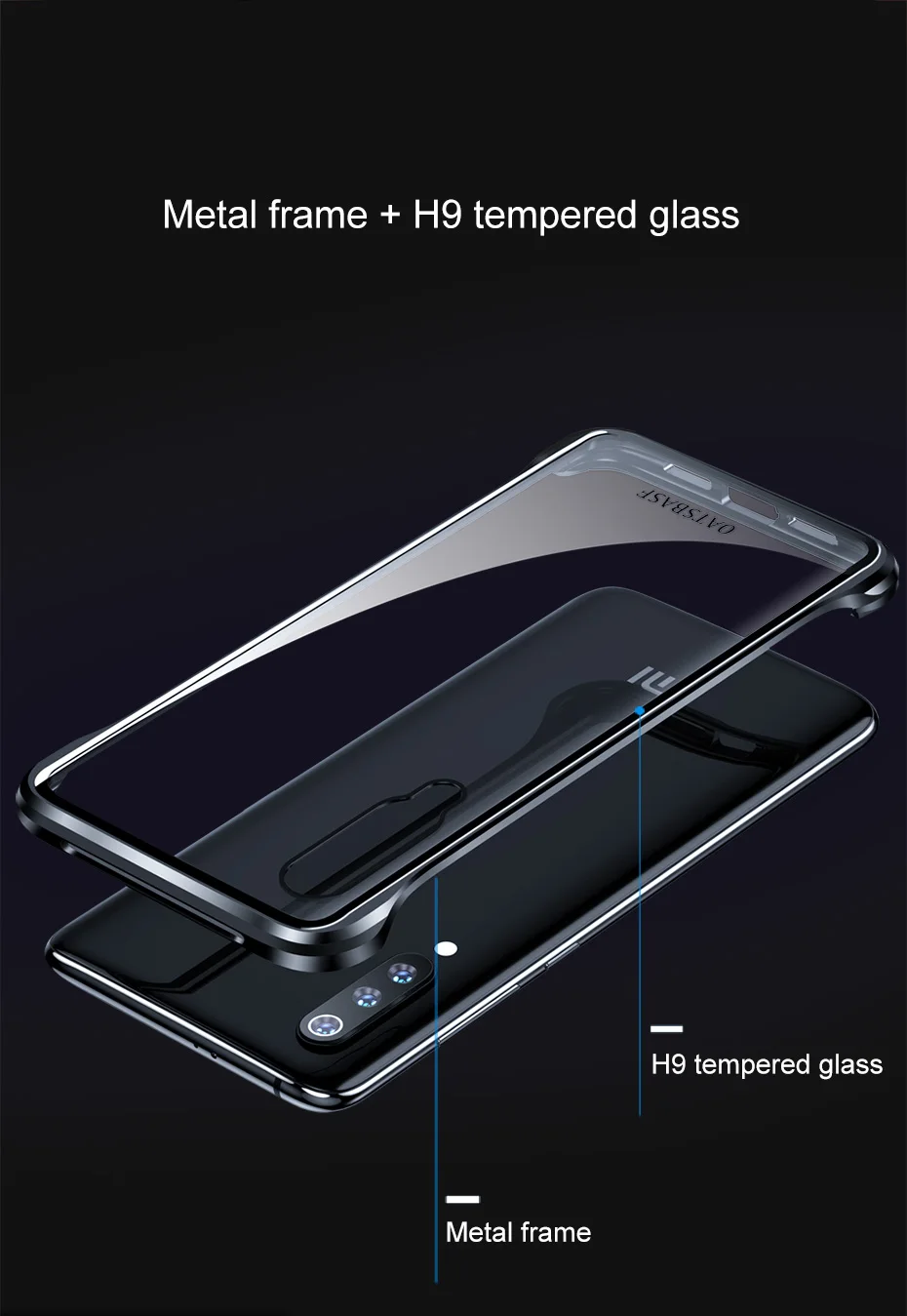 Металлический чехол из закаленного стекла для телефона для Xiaomi Mi 9 чехол ПРОСТАЯ ПРОЗРАЧНАЯ Противоударная задняя крышка с задней защитной пленкой