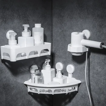 

6Set Decoration Bathroom Accessories Set Suction Cup Corner Shower Shelf Wall-mounted Hair Dryer Bathroom Shelf Storage