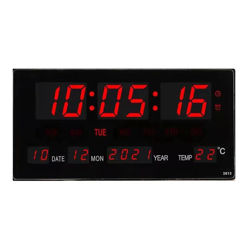 Luminous Electronic Wall Clock Alarm Hourly Chiming Temperature Calendar Table Clocks with EU/UK/US/AU Plug Digital LED Clocks