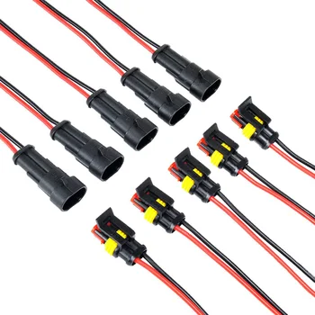 

5pcs 2 Pin Way 16 AWG Automobile Waterproof Wire 1.5mm Series Terminal Connector for Car Truck Boat and Other Wire Connections