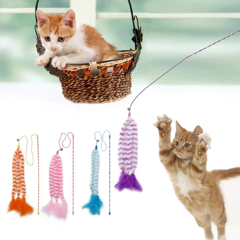 Кошачья кошка кошачья палочка удочка для ловли, игрушка для кошки, Интерактивная игрушка для кошки, случайный цвет