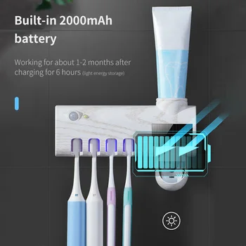 

UVC Toothbrush Cleaner Holder Bathroom Toothbrush Holder Wall Mounted for Home Family with electric toothbrush