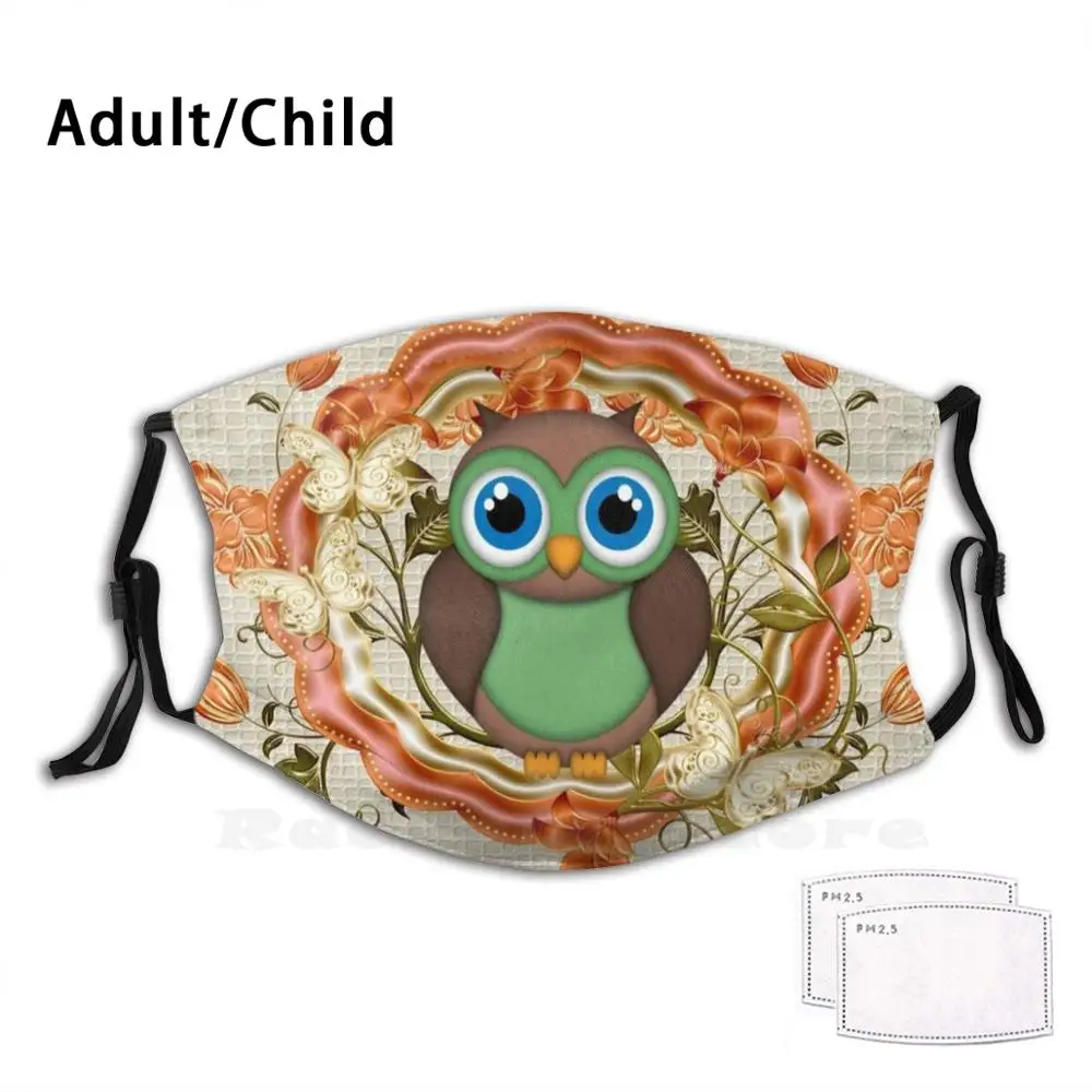 

Owls August Print Washable Filter Anti Dust Mouth Mask Owl Owl Cartoon Cartoon Owls Birds Cartoon Birds Whimsical Fun Funny