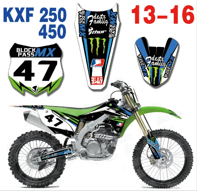 Пользовательская номерная пластина наклейки и фоны графика для Kawasaki KX250F KXF 250 KX 250F KXF250 2013