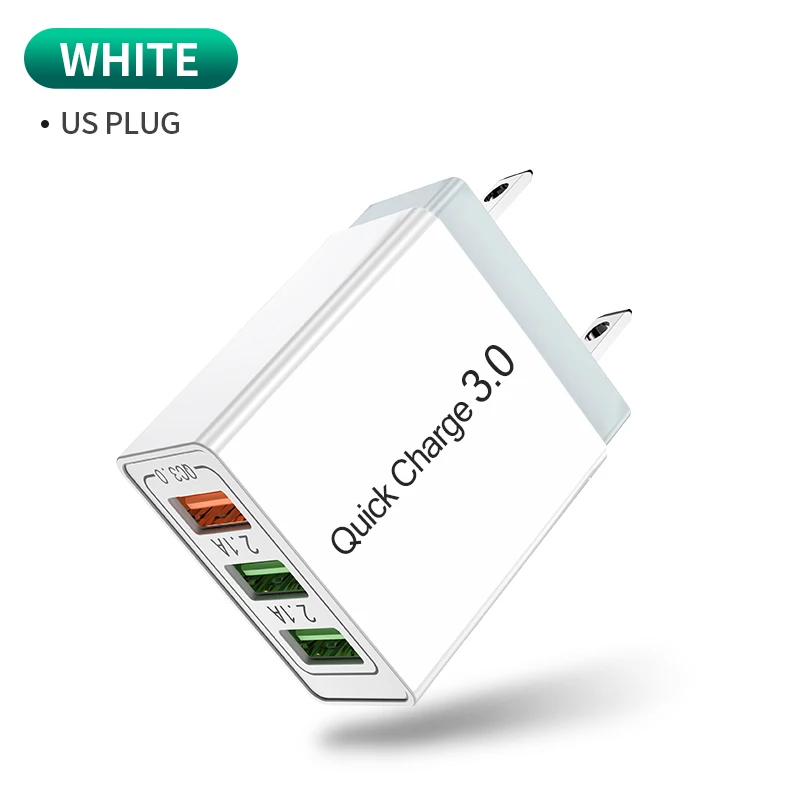 QC3.0 Быстрая зарядка 3,0 Быстрая зарядка USB зарядка для iPhone samsung Xiaomi huawei мобильный телефон зарядное устройство Планшет настенный адаптер - Тип штекера: 3port US White
