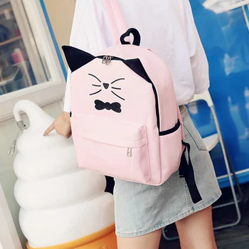 

Cute Cat Backpacks Women Schoolbag For Teenage Students Bookbag Canvas Shoulder Bag Cartoon Mochilas Girls Rucksacks