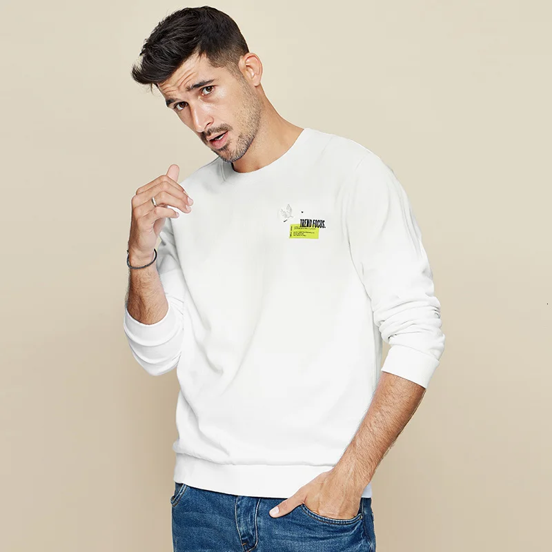 KUEGOU Autumn Cotton Embroidery Print Black Sweatshirt Men Fashion Japanese Streetwear Hip Hop Male Brand Clothes 2269
