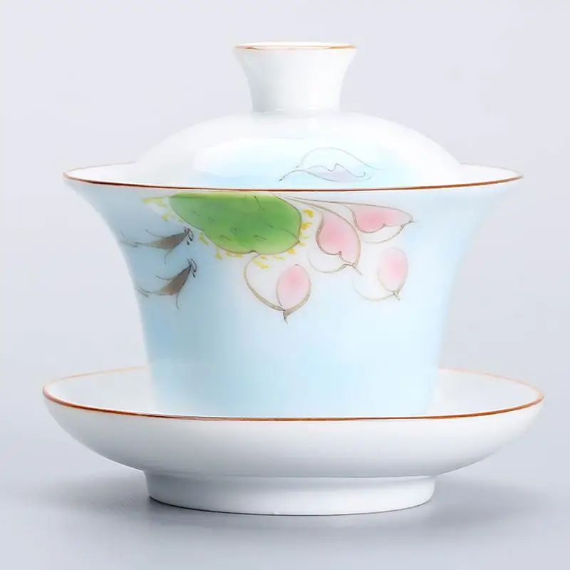 4 Керамические s пиалы для чая эмаль Gaiwan разрисованная вручную керамика пиалы для чая чайный набор кунг-фу китайский чайный сервиз Gaiwan набор чайных чашек - Цвет: 4