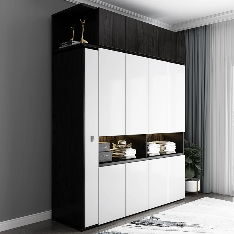 Wardrobe storage large capacity fashion wardrobe double hanging assembly cabinet reinforcement folding wooden font b closet