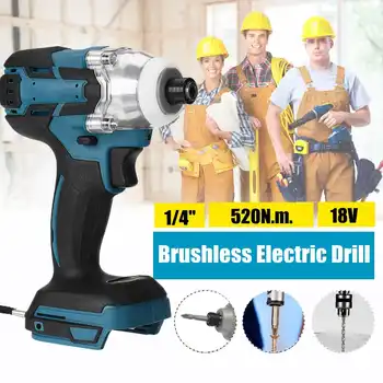 

18V 520N.m Electric Cordless Drill Hammer Screwdriver Power Tools Brushless Cordless 1/4''Impact Drill for Makita Battery