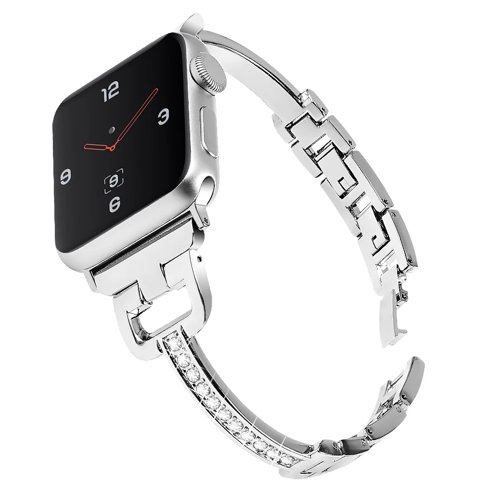 Oulucci ремешок из нержавеющей стали для apple watch 38 мм/40 мм/42 мм/44 мм для женщин сменный ремешок для apple watch 5/4/3/2/1 - Цвет ремешка: Silver