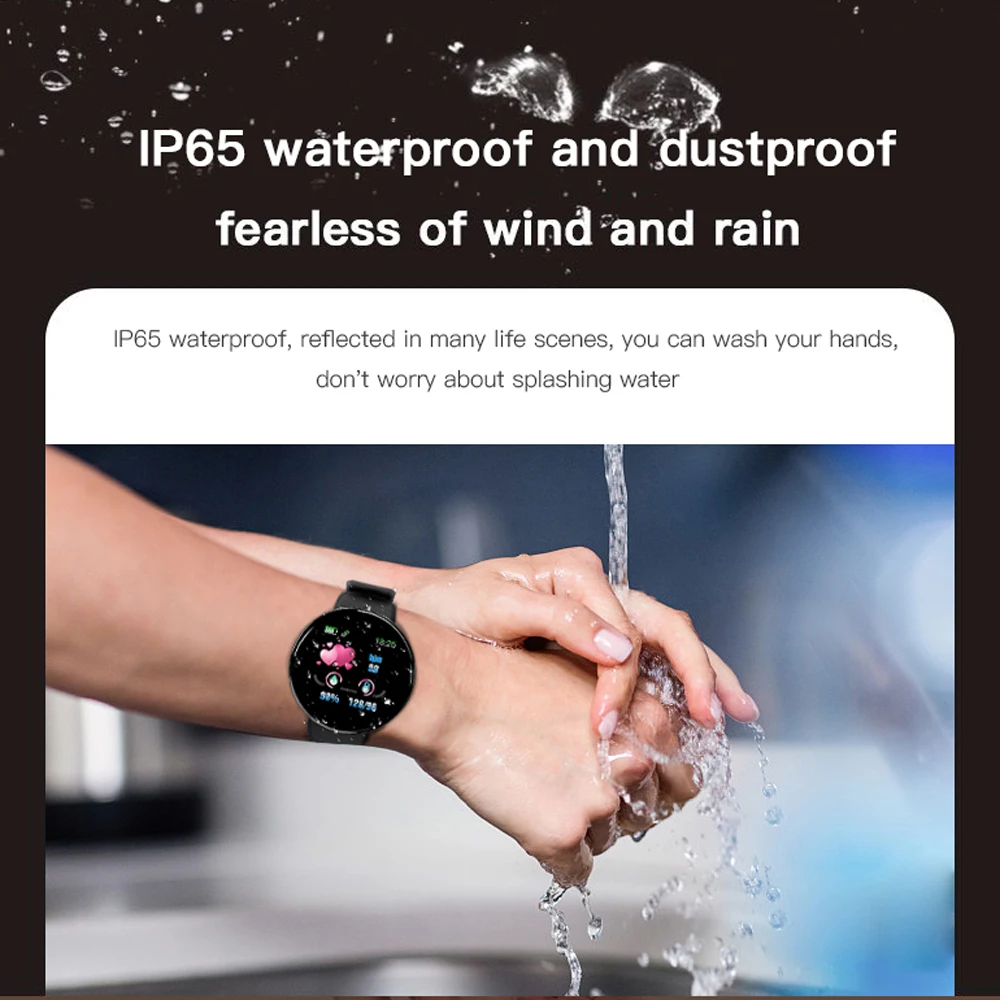 D18 новые умные часы для мужчин, кровяное давление, Круглые, Bluetooth, умные часы, женские часы, водонепроницаемые, спортивные, трекер, WhatsApp, для Android Ios