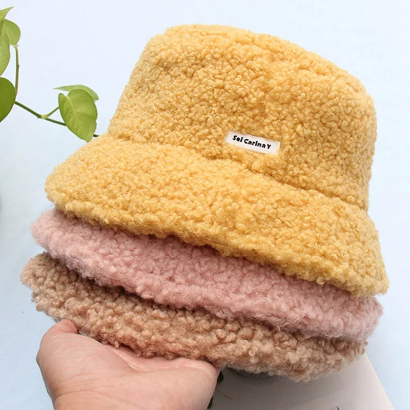 Новые женские шапки, женские вязаные шапки с буквенным принтом, толстые теплые зимние шапки, одноцветная складная шляпа-ведерко кепки