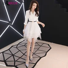 Длинное маленькое вечернее платье, новинка, ТРАПЕЦИЕВИДНОЕ белое повседневное кружевное платье, вечерние платья для женщин, элегантное платье ES1919