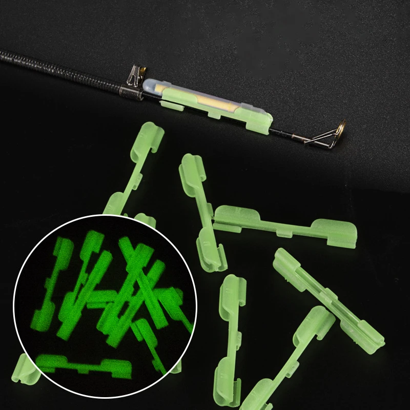 10pcs Night Fishing Rod Tip Light Holder Clip Used on Fishing Rods Feeder Fluorescent Light Glow Stick Tools Accessories