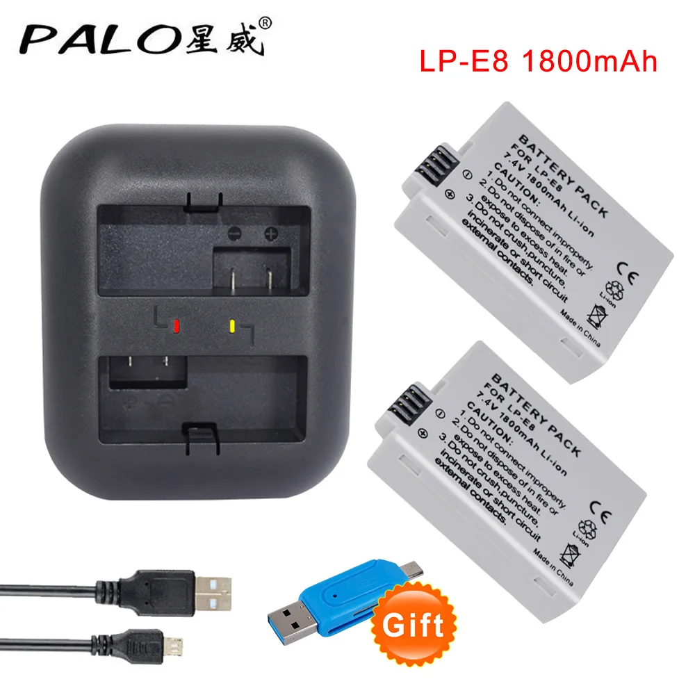 LP-E8 LPE8 LP E8 1800mAh батарея камеры пакеты с двойным usb быстрое зарядное устройство для цифровой однообъективной зеркальной камеры Canon EOS 550D 600D 650D 700D X4 X5 X6i X7i T2i T3i и т. д - Цвет: Белый