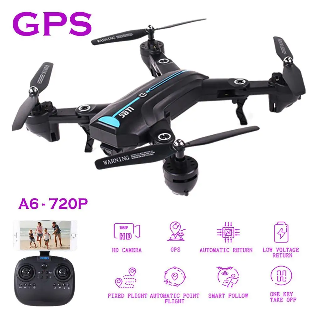 A6 gps Дрон с HD 720/1080P широкоугольный Режим высокой фиксации 300 м большой дистанции складной Безголовый режим 4CH гироскоп самолет