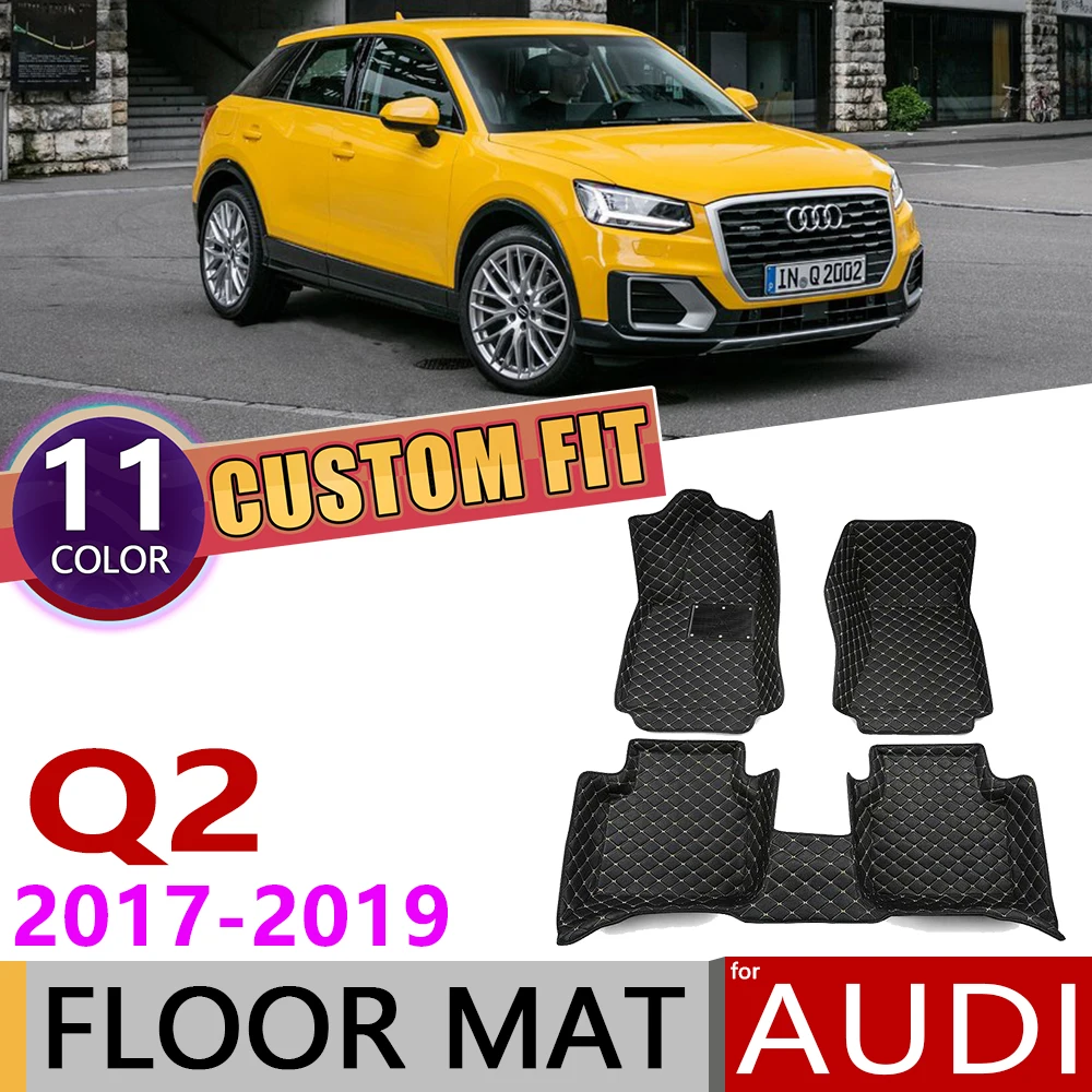 Custom Car Leather Floor Mat for Audi Q2 2017 2018 2019 5 Seats Waterprool Anti-dirty Auto Foot Pad Carpet Cover Accessories | Автомобили