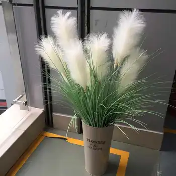 

90cm5 Fork Large Artificial Tropical Plants Plastic Reed Grass Bunch White Wedding Flower Flower Arrangement Material Home Decor