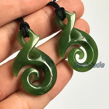 

Custom Twist Hook pendant Natural Green Nephrite Maori style NZ POUNAMU Necklace Canadian jade Lady Jewelry Jade gift