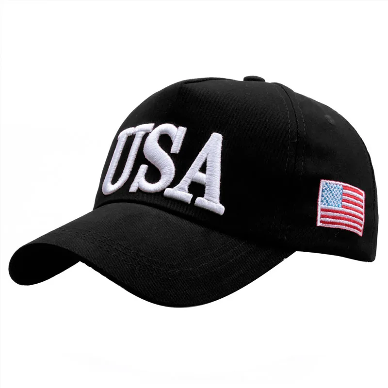 Унисекс Открытый Президент Трамп бейсбольная кепка США 45 американский флаг 3D вышитая шляпа для стрельбы Кепка s Bone - Цвет: Черный