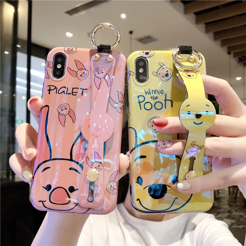 Для Iphone 6 7 8 S Plus X XR XS XSMAX милый мультфильм Винни Медведь поросенка чехол для телефона защитный силиконовый из ТПУ чехол на запястье