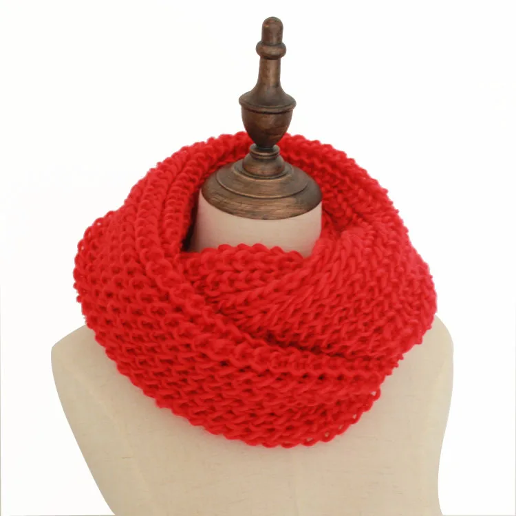 Аксессуары для одежды, шарфы и палантины, для мужчин и женщин, для любителей осени и зимы, однотонная шерстяная вязаная горловина, глушитель - Цвет: Красный
