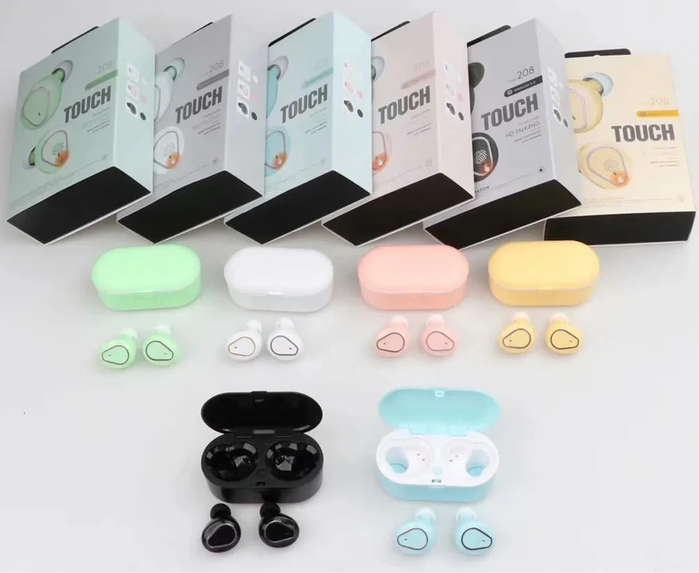 Macarone candy TWS 208 сенсорные Bluetooth 5,0 беспроводные наушники состояние батареи наушники с микрофоном для iPhone samsung huawei