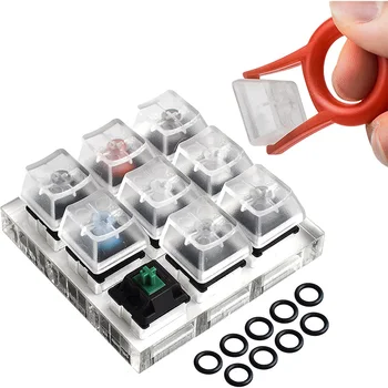 

9-Key Switch Testing Tool, Clear Plastic Keycap Sampler for Cherry MX Switches with Keycap Puller and O Rings