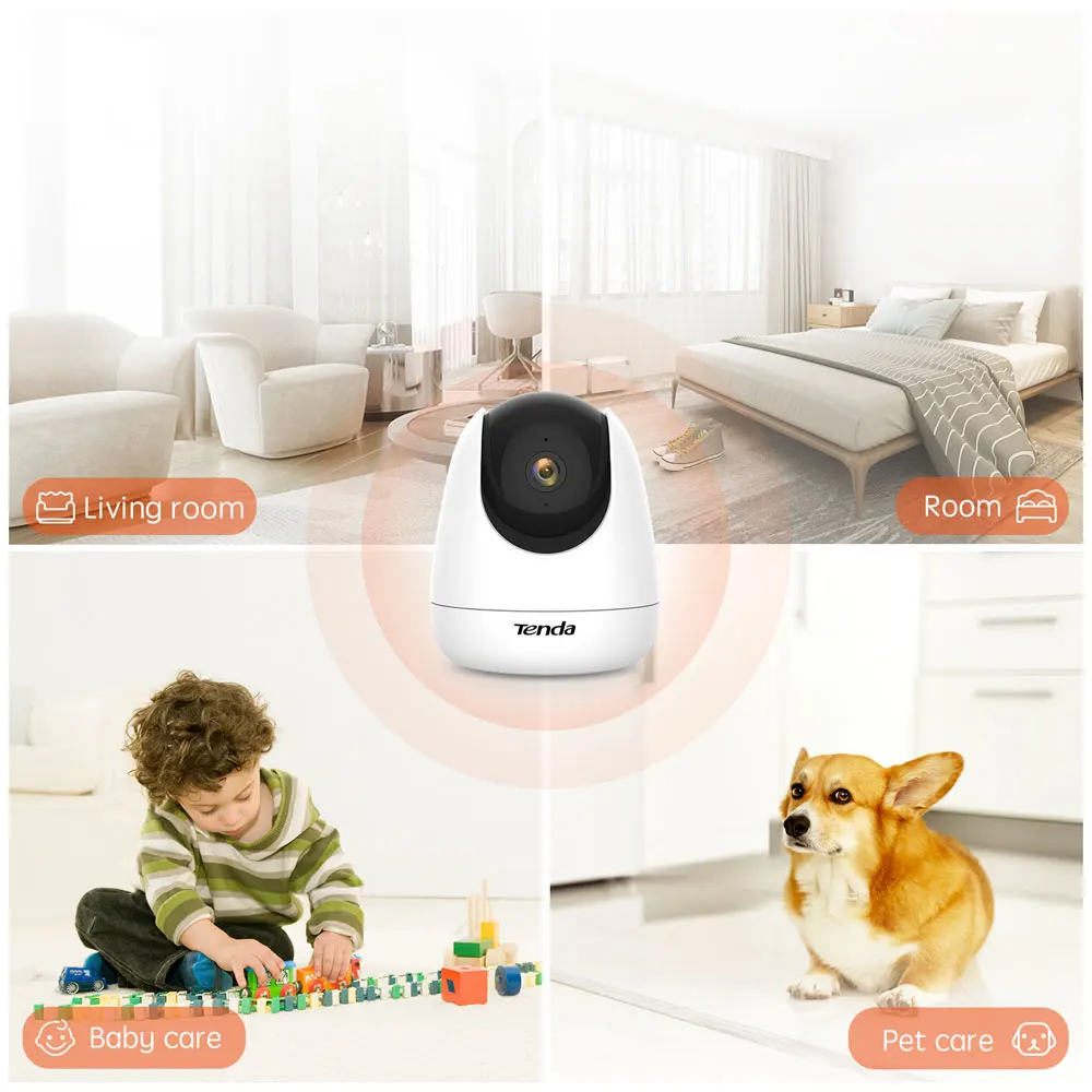 Tenda CP3/CP6 1080P/2K Full-Hd Surveillance Cam 360° PTZ Wifi IP CAMERA 2Mp Wireless Webcam Audio Night Vision Baby Care Cloud