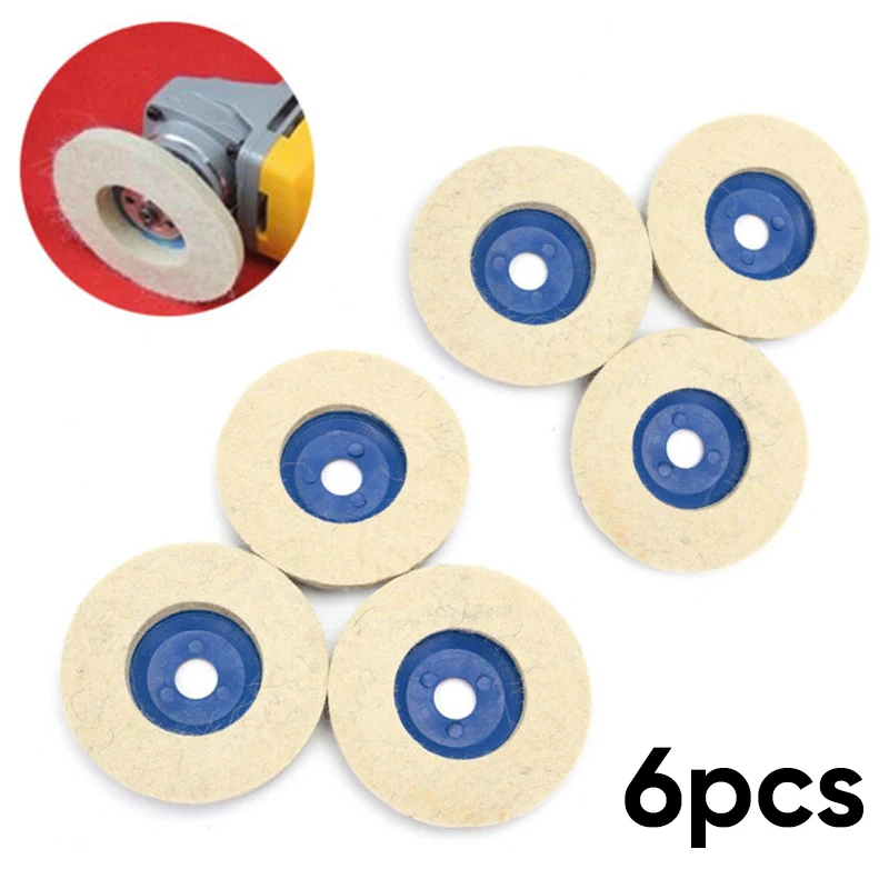 

4 Inch Polishing Discs Wool Buffing Stainless steel grinding Angle Grinder Felt Pad 4" 6 pcs