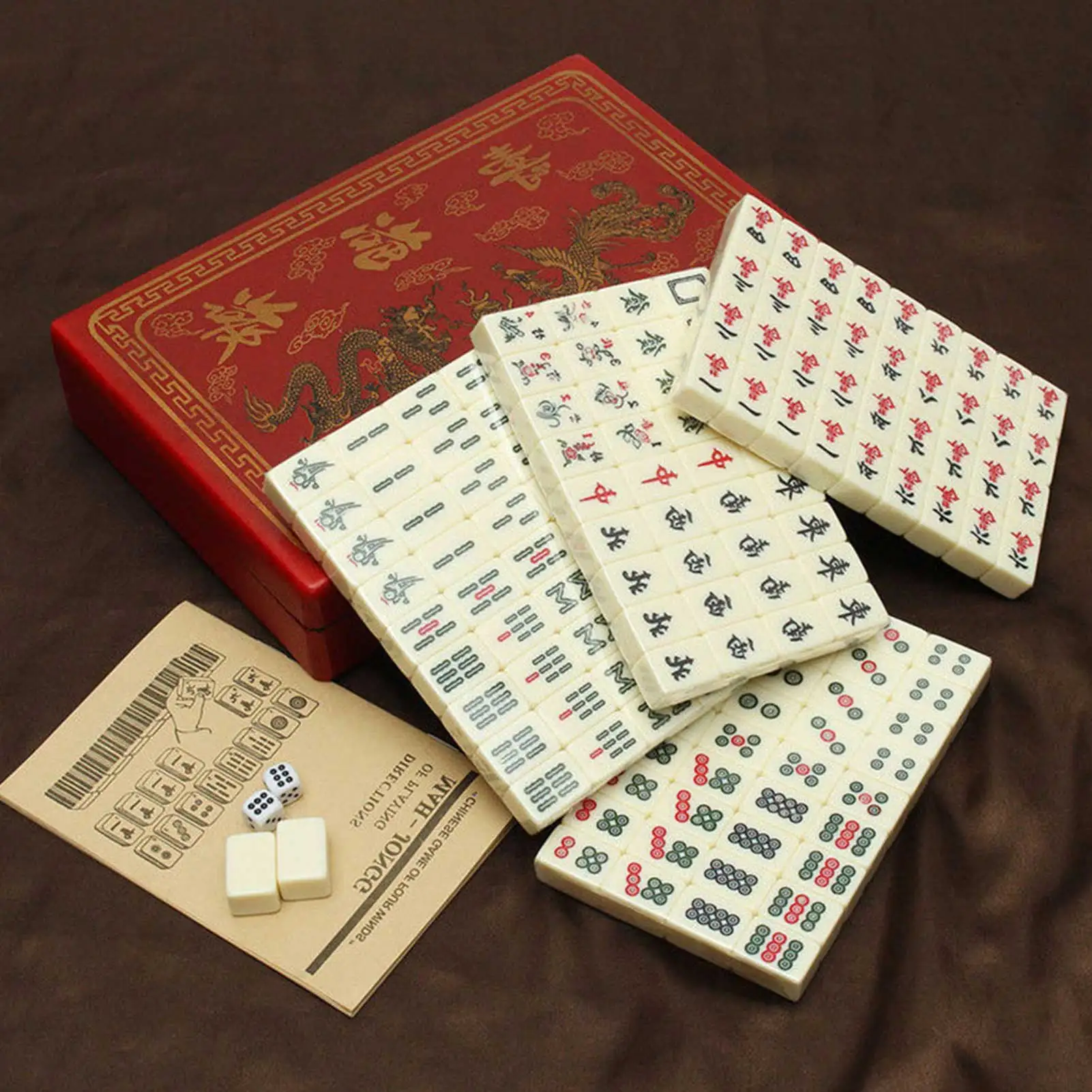 Mah-Jong Chinese Numbered Mahjong Set 144 Tiles Mah-Jong Set Portable Chinese Toy Party Gambling Game Board With Box 6